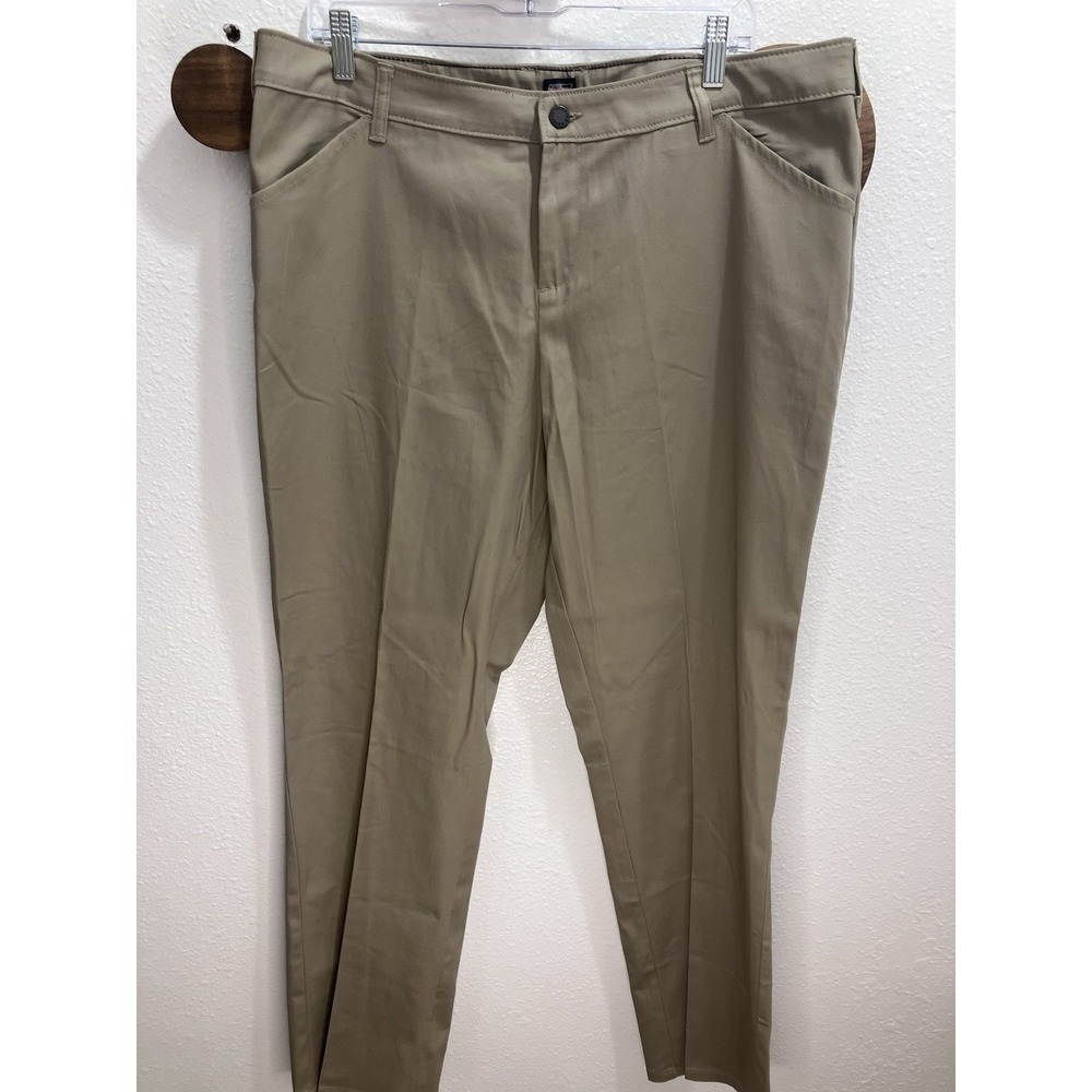 Dickies Relaxed Womens Straight Leg Khaki Pants Stretch With Pockets Size 16R